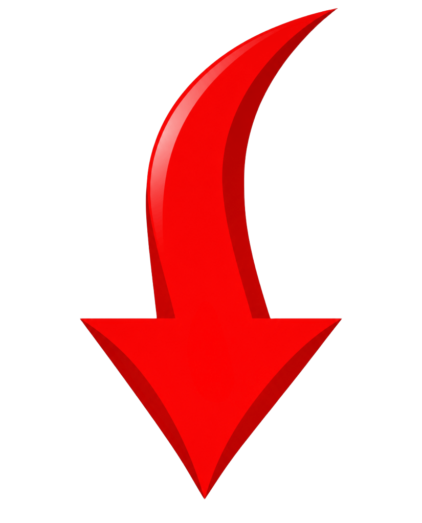 Remove the white background from the existing glossy curved red down arrow, preserving the red arrow exactly.
